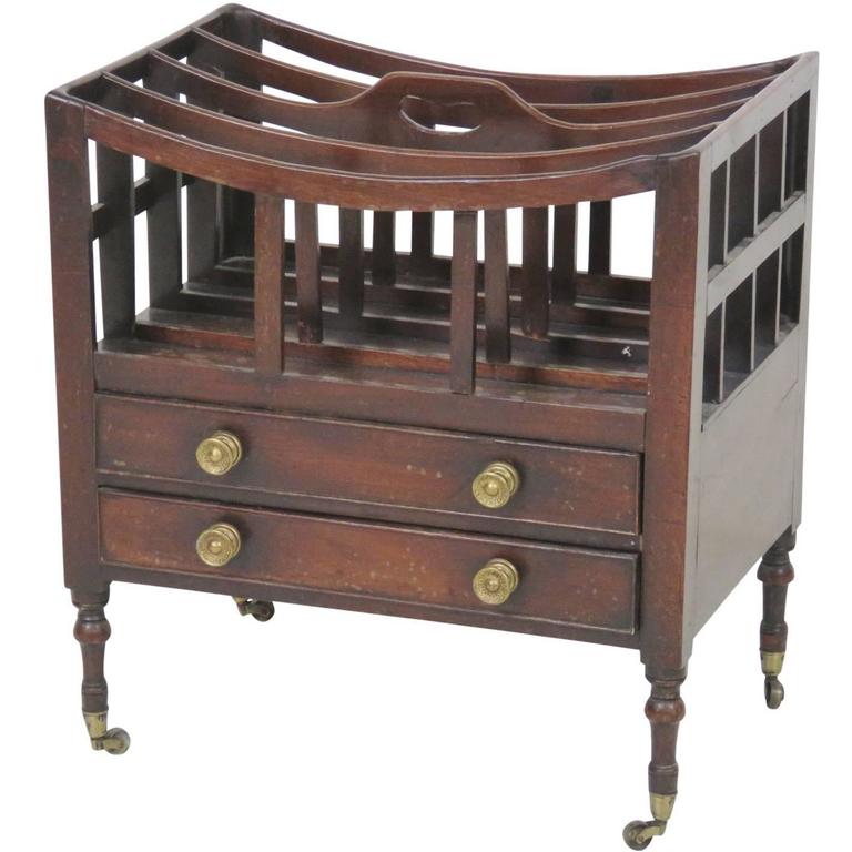 Antique Mahogany Magazine Rack with Drawers For Sale at 1stdibs