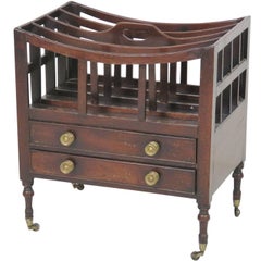 Antique Mahogany Magazine Rack with Drawers