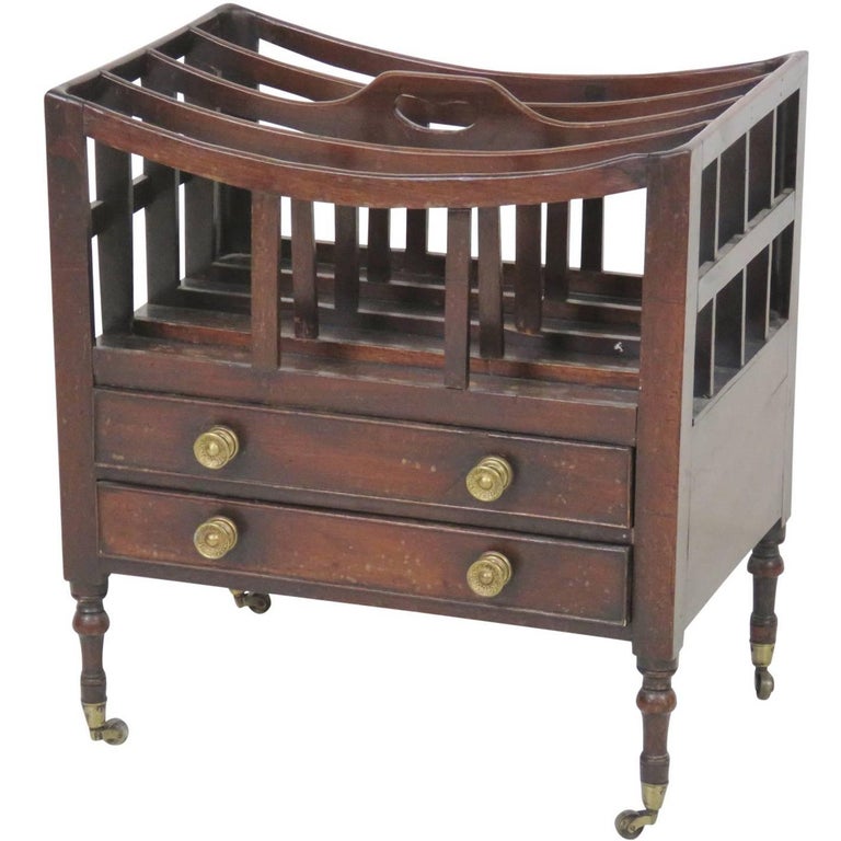 Antique Mahogany Magazine Rack with Drawers For Sale at 1stDibs