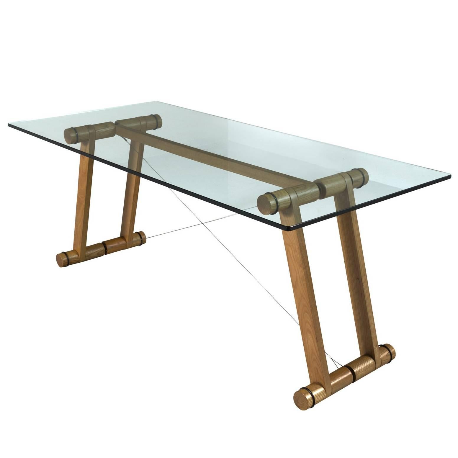 Superstudio Rare Dining Table in Wood and Clear Glass