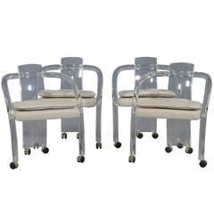 Set of Four Mid-Century Modern Waterfall Lucite Lounge Chairs 12