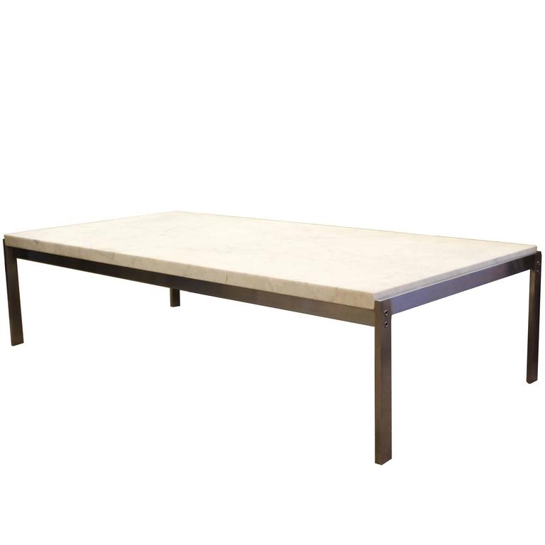 Poul Kjaerholm PK63 Fritz Hansen Marble and Brushed Steel Coffee Table For Sale at 1stdibs