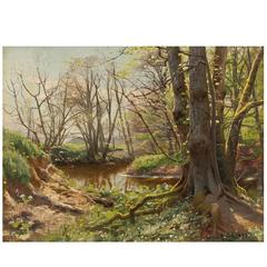 Peder Mørk Mønsted, Riverscape in Springtime, Oil, 1899