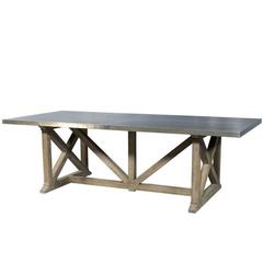 Industrial Rustic Metal Top Dining Table