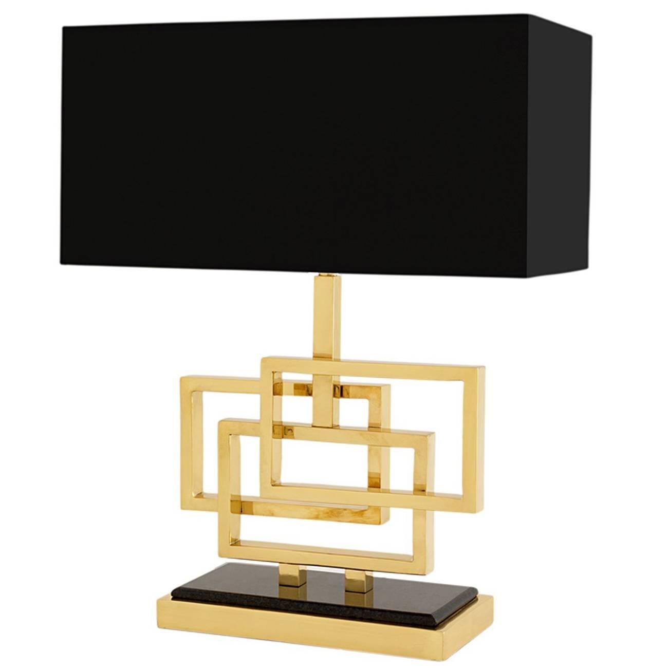 Frames Table Lamp Brass and Granite