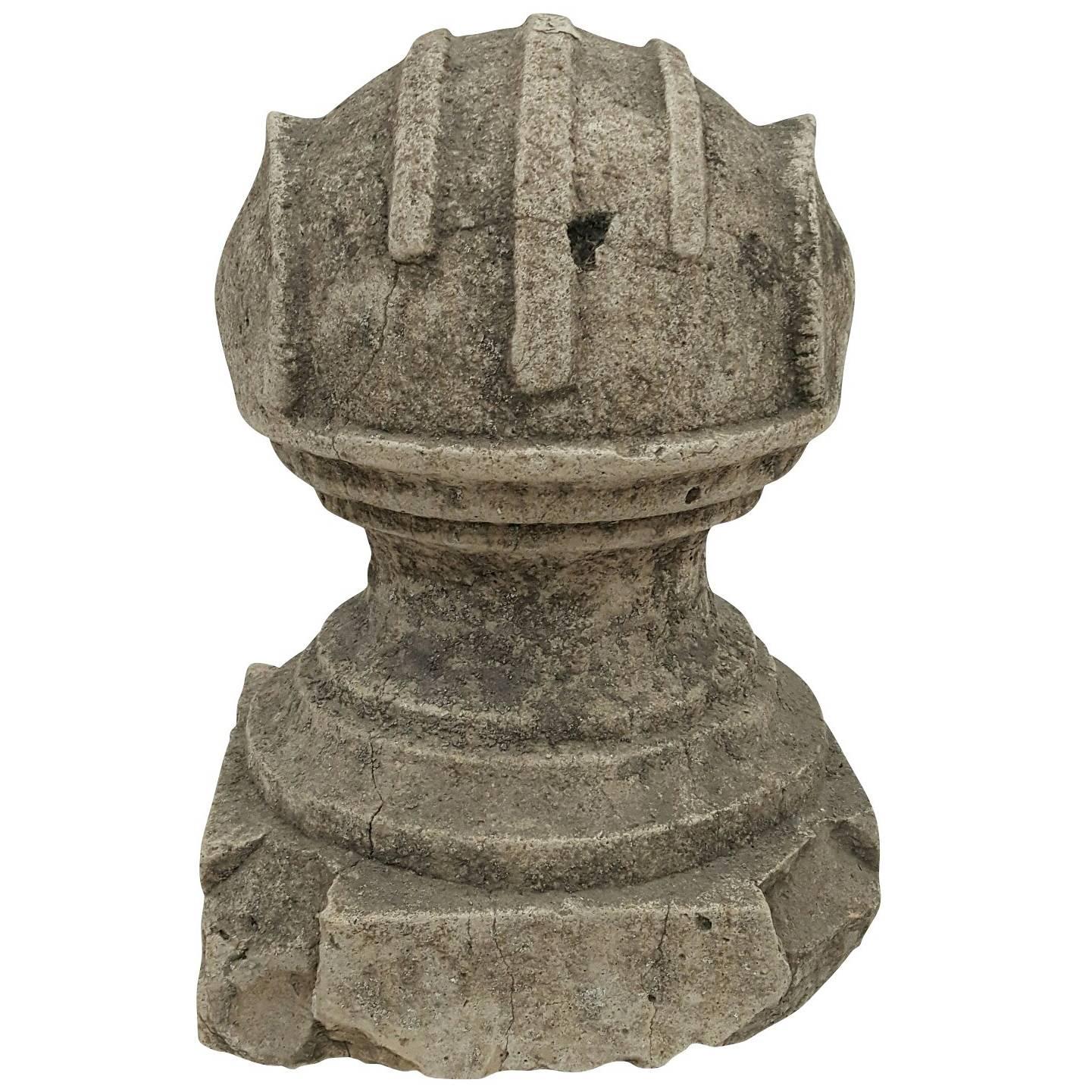 19th Century Column Fragment Ball Stone Sculpture For Sale