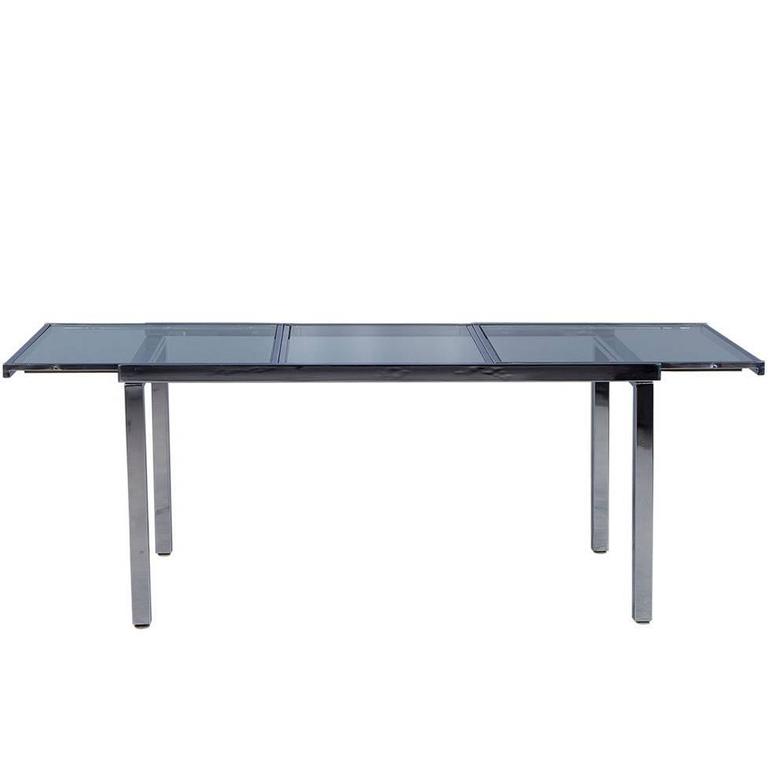 Sleek Glass and Chrome Extendable Kitchen Table For Sale at 1stDibs