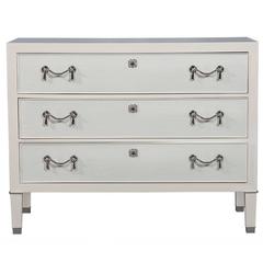 Empire Inspired Faux Cream Crocodile Leather Chest of Drawers