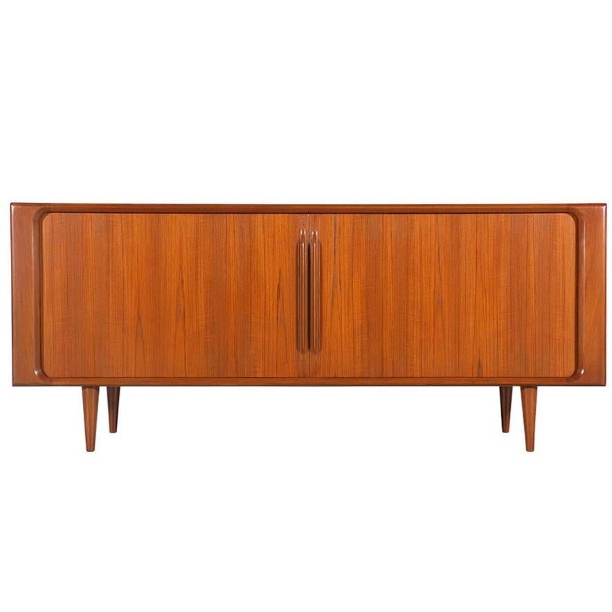 Bernhard Pedersen and Søn Tambour Door Teak Credenza