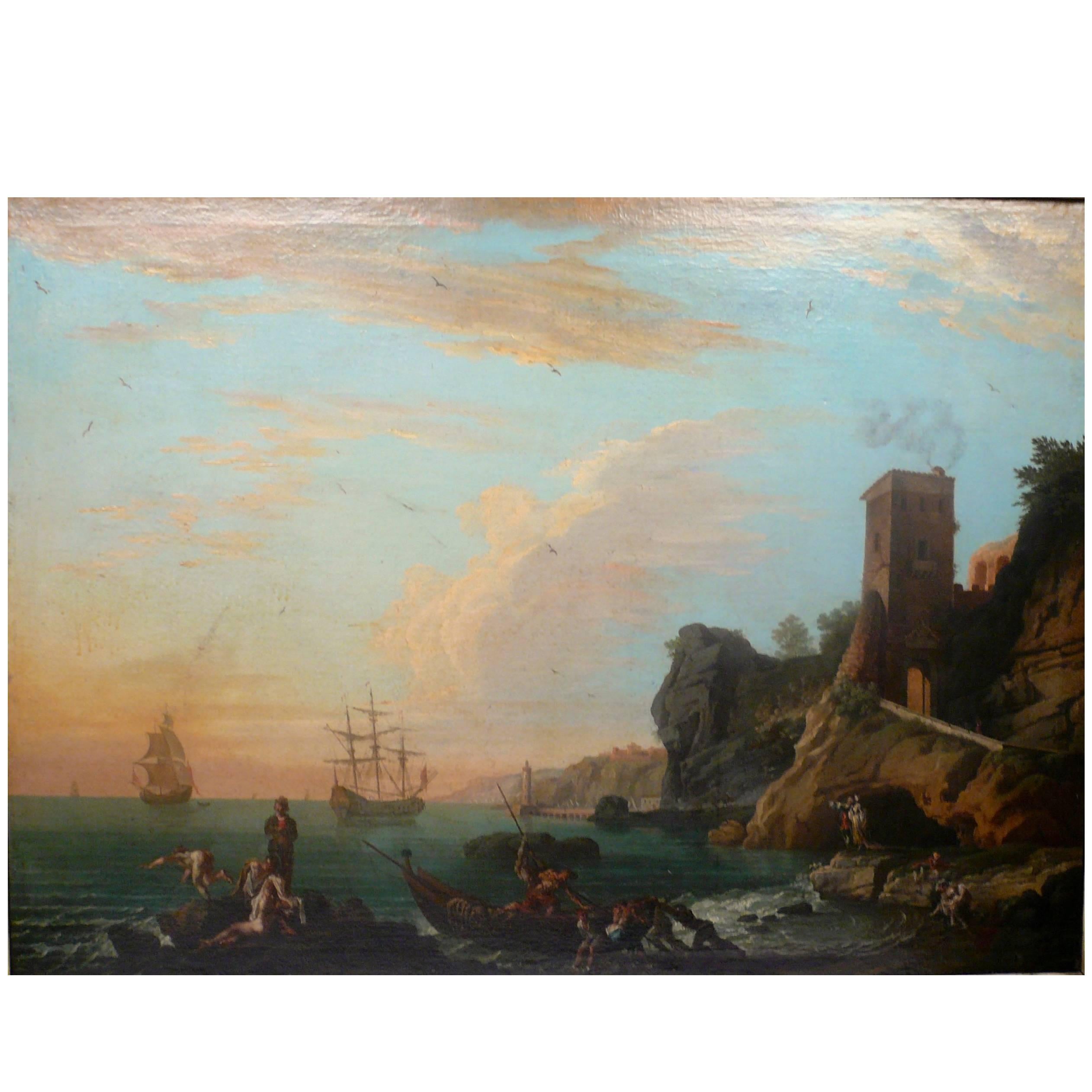 Harbor View, Attributed to Claude J. Vernet, Oil on Canvas
