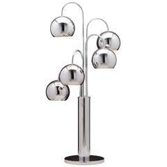 Chrome Five-Light Sonneman Lamp, circa 1960s