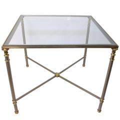 Brushed Steel and Brass Game or Side Table 10