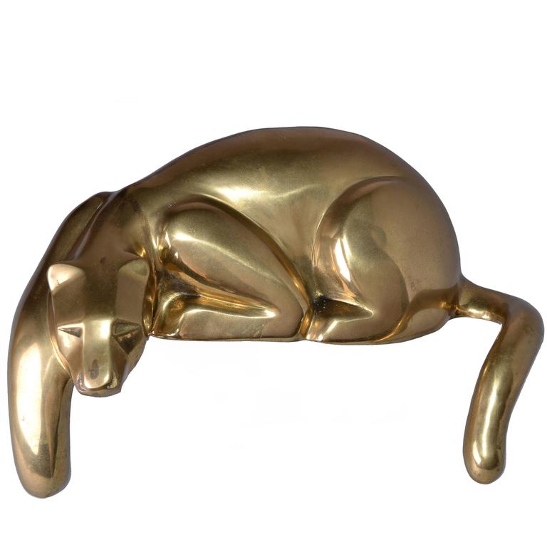 Large Vintage Brass Panther at 1stDibs