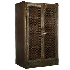 Used French Railroad Double Door Steel Cabinet