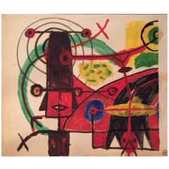 Albert Chubac, Gouache and Oil, Signed, circa 1960, France