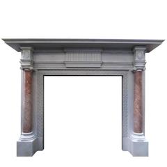 20th Century Regency Statuary Marble Chimneypiece with Rosa Marble Pillars