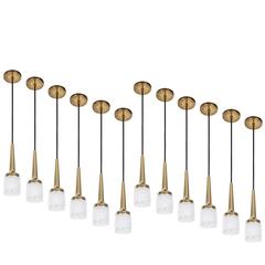 1960s Staff Leuchten Glass and Brass Pendants 4