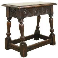 Small Antique Carved Oak Foot Stool 8