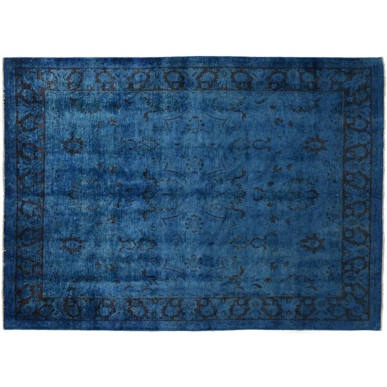Silky Wool Overdyed Royal Blue Rug at 1stDibs | overdyed blue rug ...