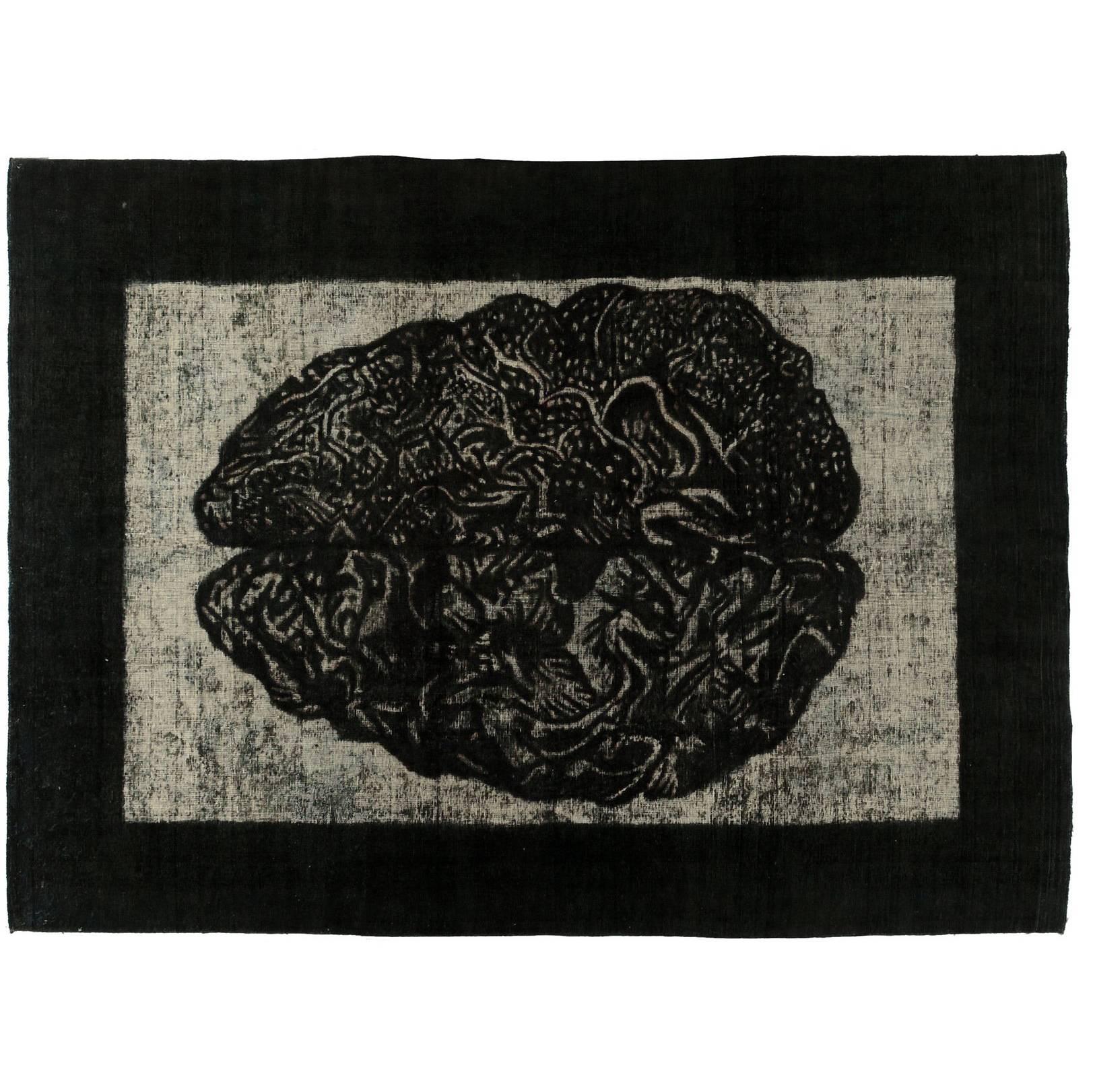 Tappeto Grunge Distressed Black Overdyed