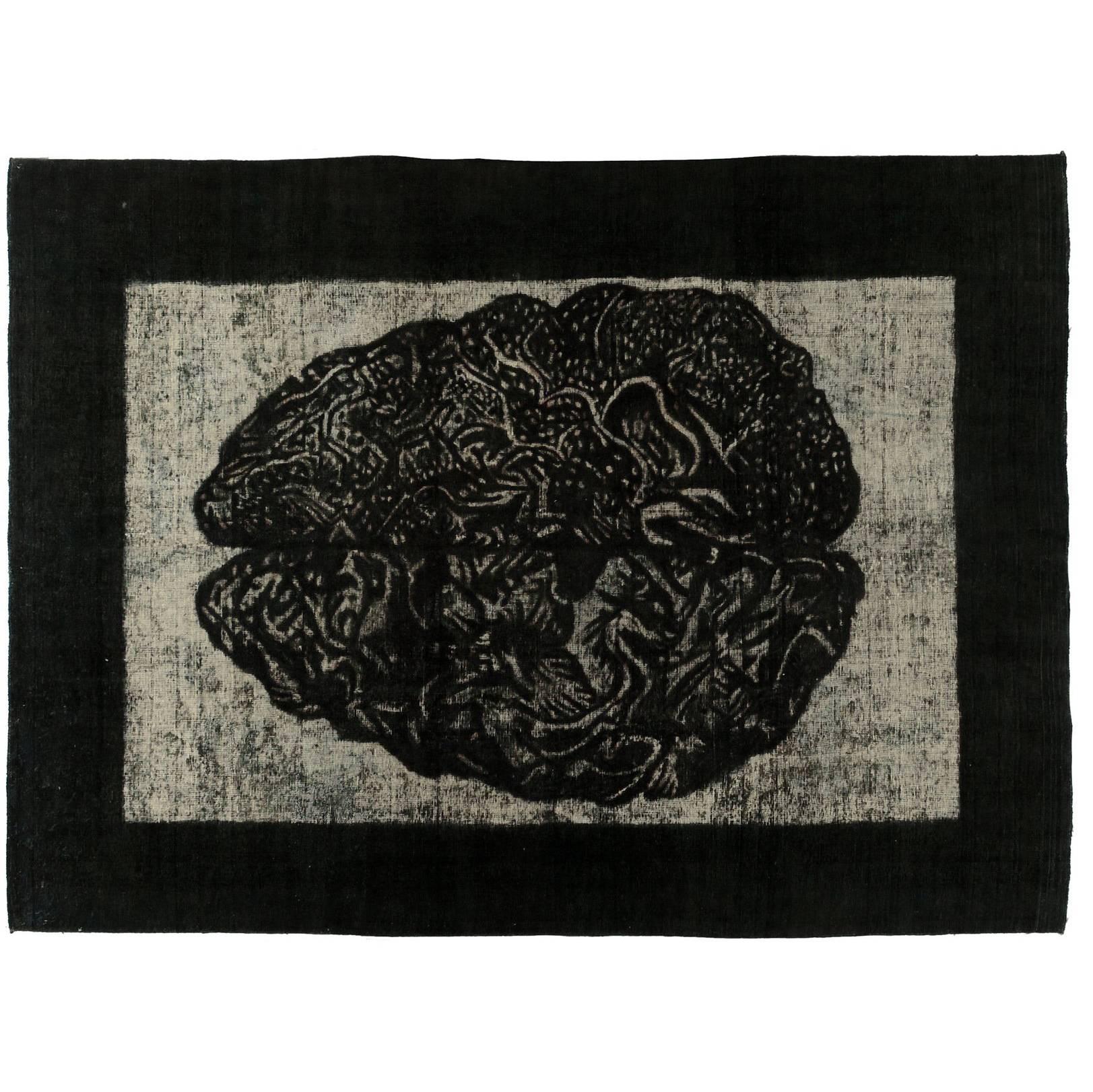 Grunge Distressed Black Overdyed Rug