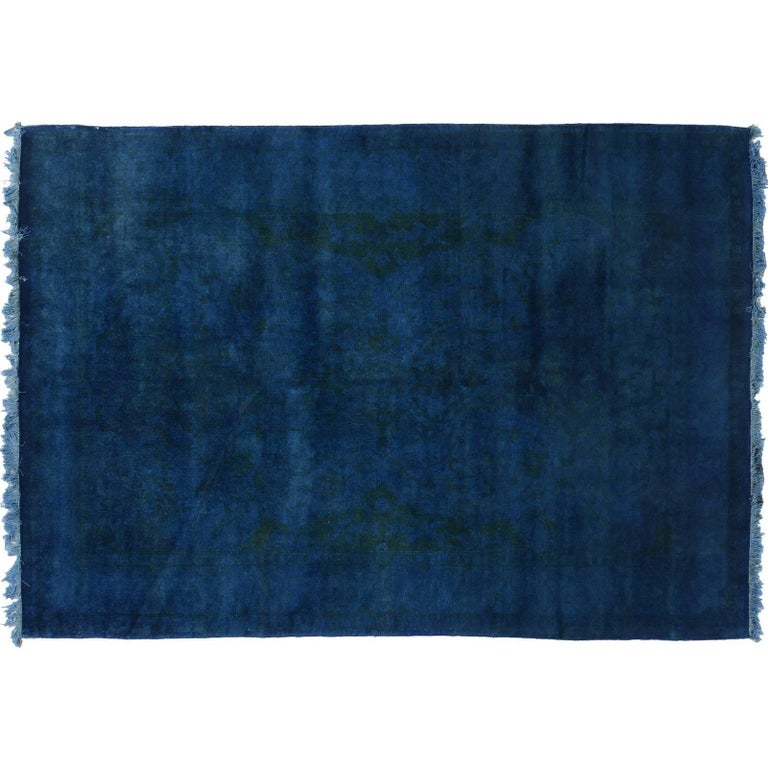 Royal Blue Overdyed Rug at 1stDibs