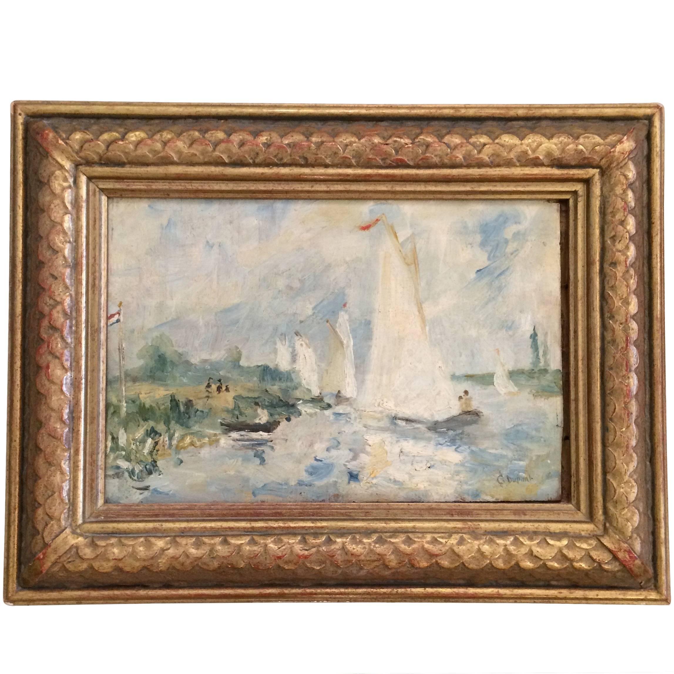 Masterful Impressionist Painting of Sailboats by G. Dupont