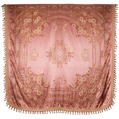 Antique Beautiful and Fine Art Nouveau Silk Damask Coverlet