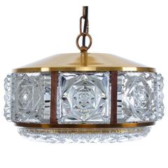 Pressed Glass Pendant by Danish Vitrika, 1960s. Gorgeous Hollywood Regency Light 7