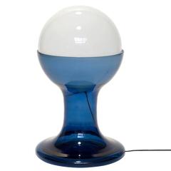 Table Lamp Blue and White Blown Glass