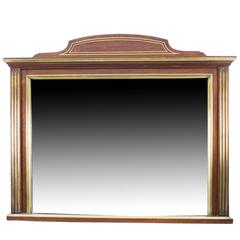 Used Mahogany Brass Inlaid over Mantle Mirror, circa 1900