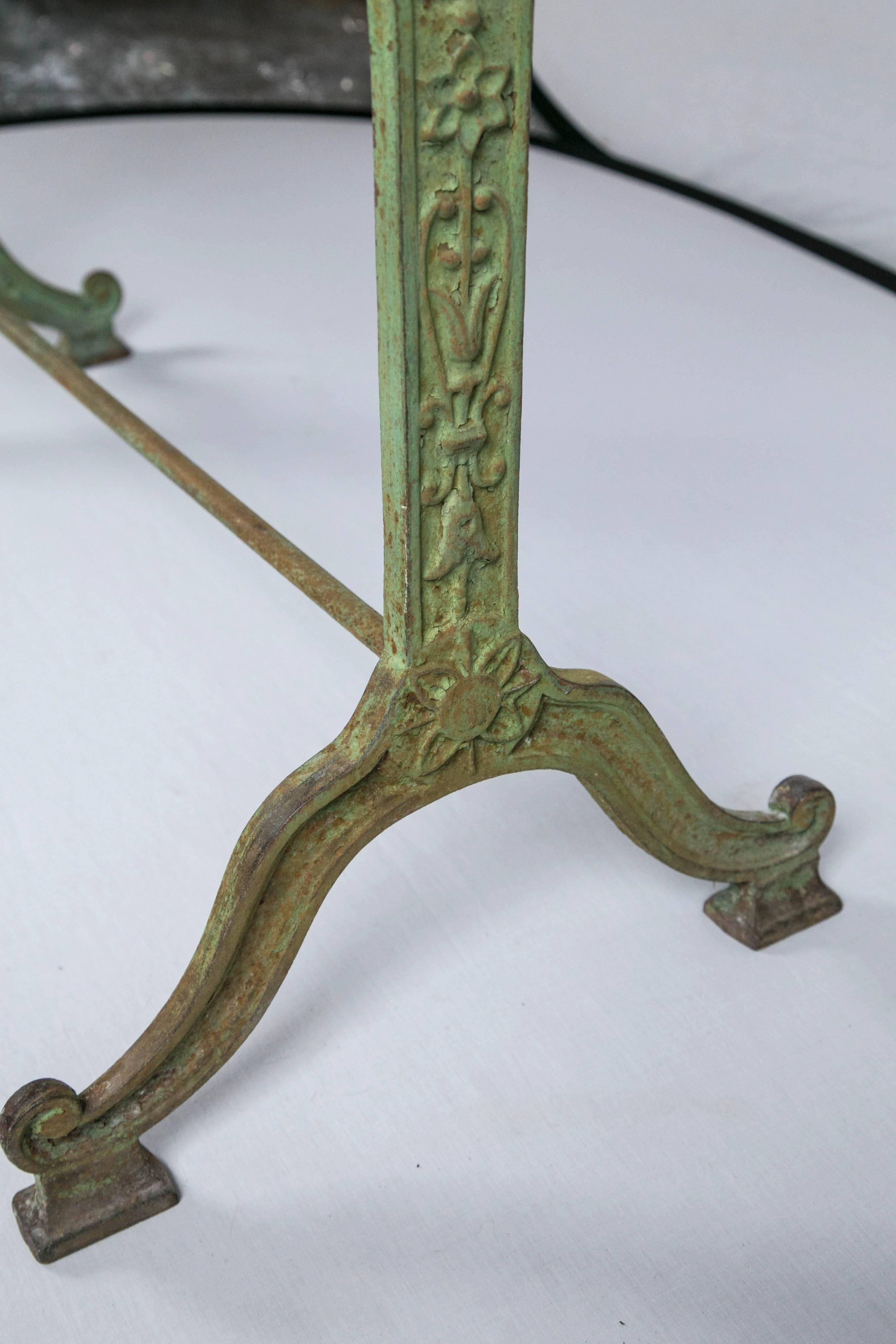 French Cast Iron Marble Top Bistro Table, Late 19th Century, France