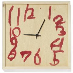 Hand-Painted Wood Wall Clock by Lucas Maassen & Sons in Red