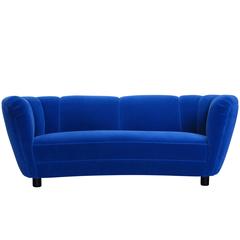 1930s Danish Deco Blue Mohair Sofa 4