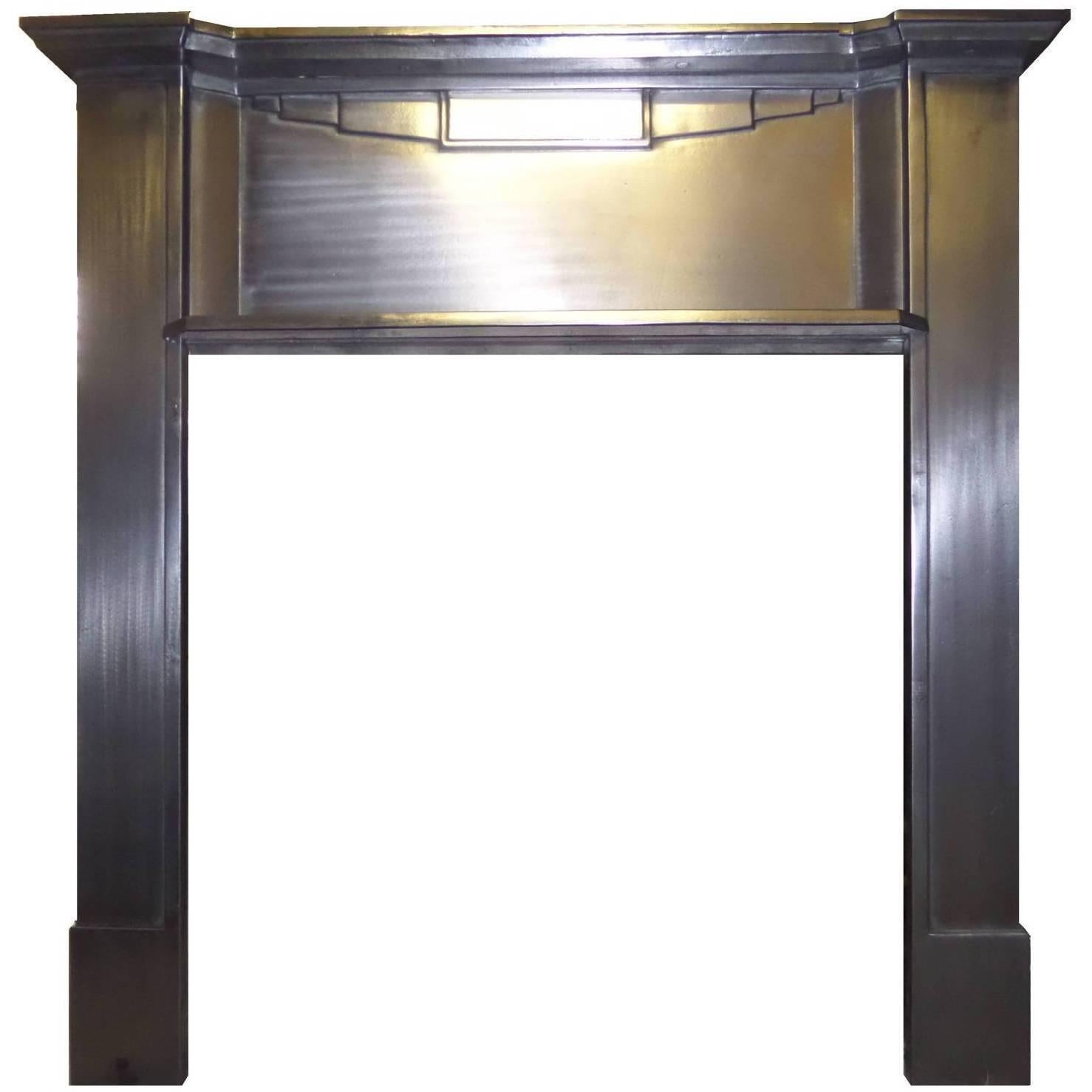 20th Century 1930`s Art Deco Burnished Cast Iron Mantel Fireplace Surround For Sale