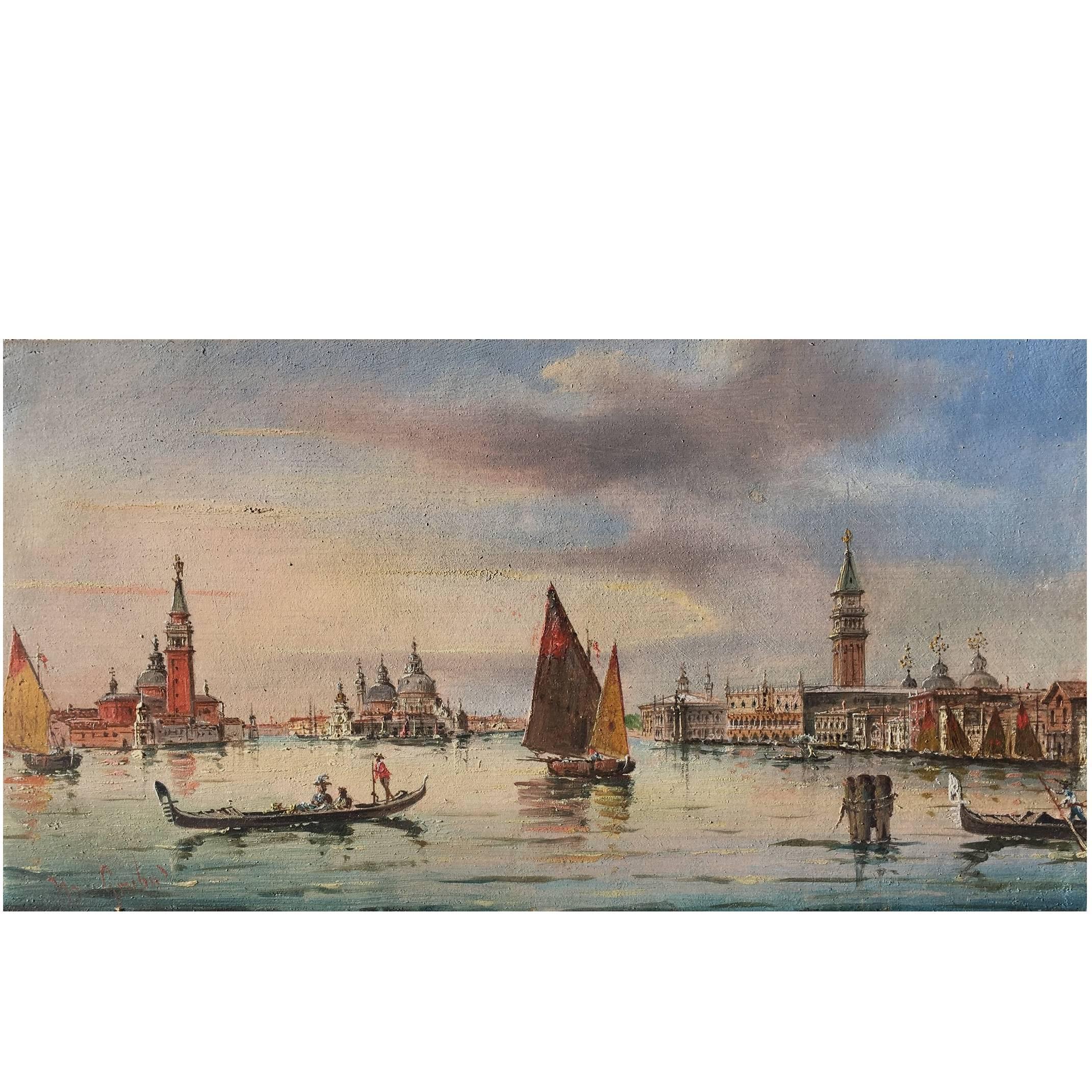 MarCo Grubacs, Two Views of Venice, Oil on Wood Panel For Sale