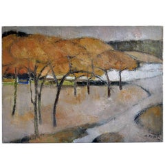 Vintage "Les Pins Parasols" Landscape Oil Painting