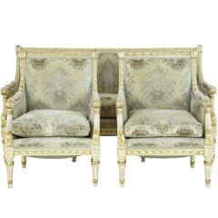 Antique Late 19th Century Painted and Gilt Three-Piece Suite