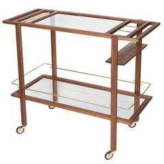 Walnut, Brass and Glass Barcart 7