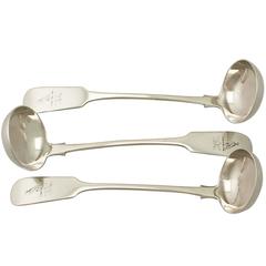 Antique George IV Sterling Silver Fiddle Pattern Sauce Ladles