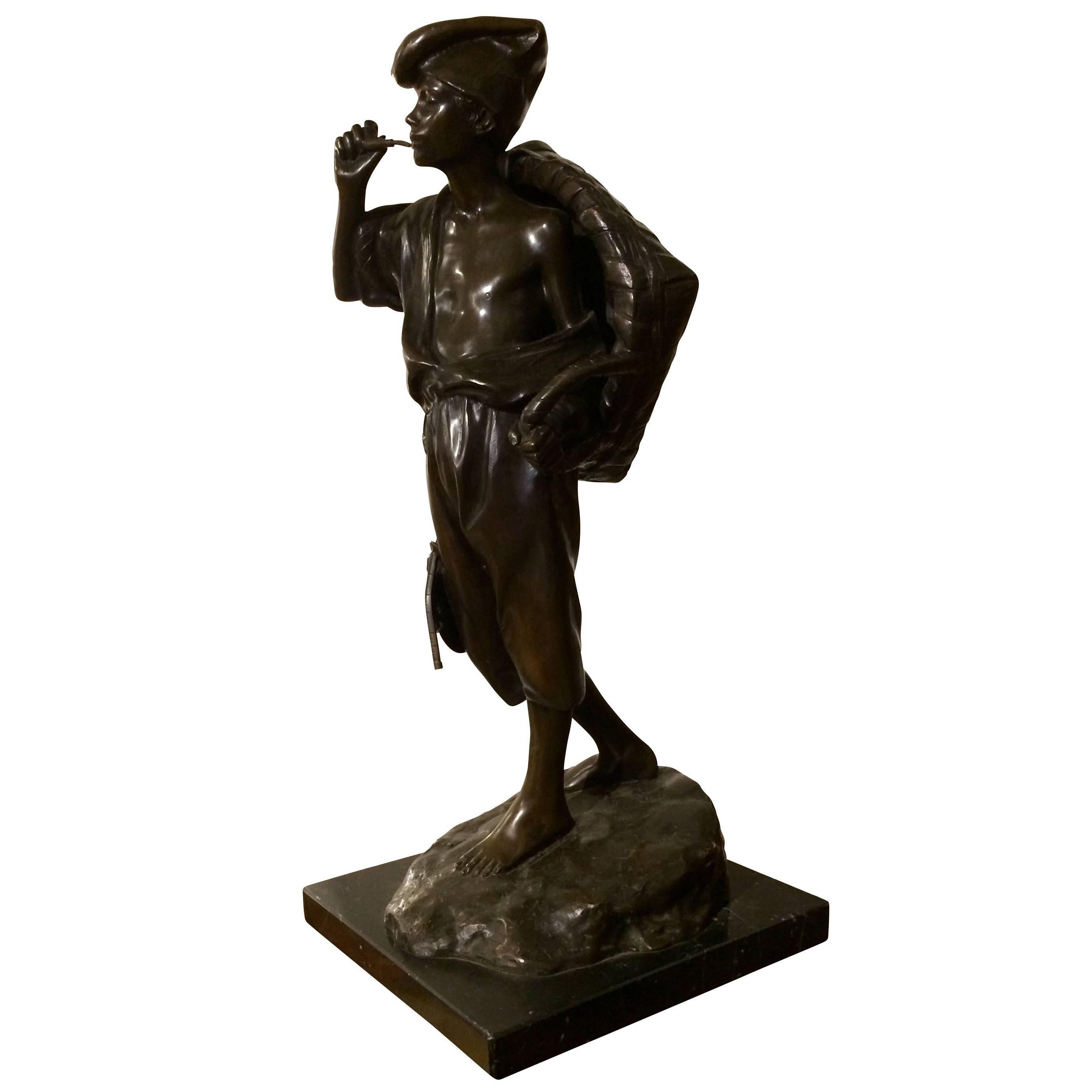 Young Fisherman Sculpture, Achille Dorsi For Sale