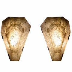 Pair of Diamond Form Smoky Brown Rock Crystal Sconces