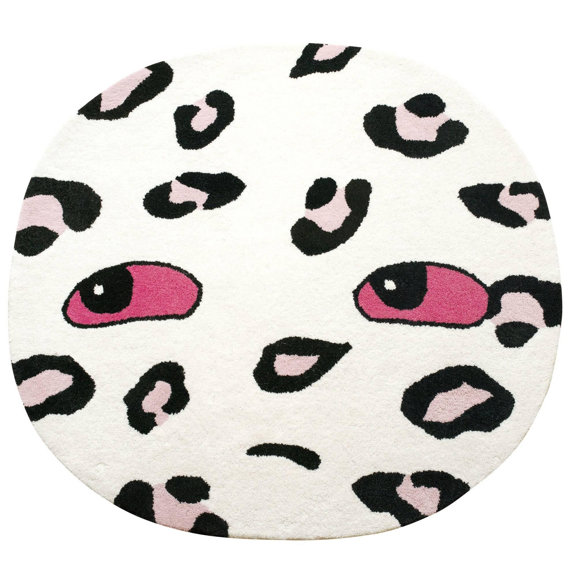 Leo Rug by Lucky Boy Sunday in Wool and Cotton, Rose For Sale