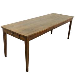 Antique Cherry Farm Table, One Drawer Nice Patina