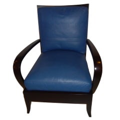 Dakota Jackson Leather Blue Arm Lounge Chair