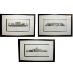 Rare Set of Three English Architectural Copper Engravings by Colen Campbell