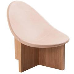 NIDO Contemporary Lounge Chair in White Oak Base and Leather Upholstered Seat 7