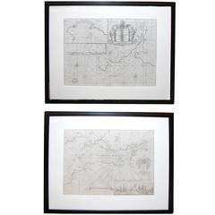 Handsome Pair of Framed Sea Charts by Captain Greenvile Collins