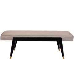 French Art Deco Bench circa 1950's in Black Lacquer 4