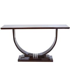French Art Deco Walnut Console Table, circa 1930s